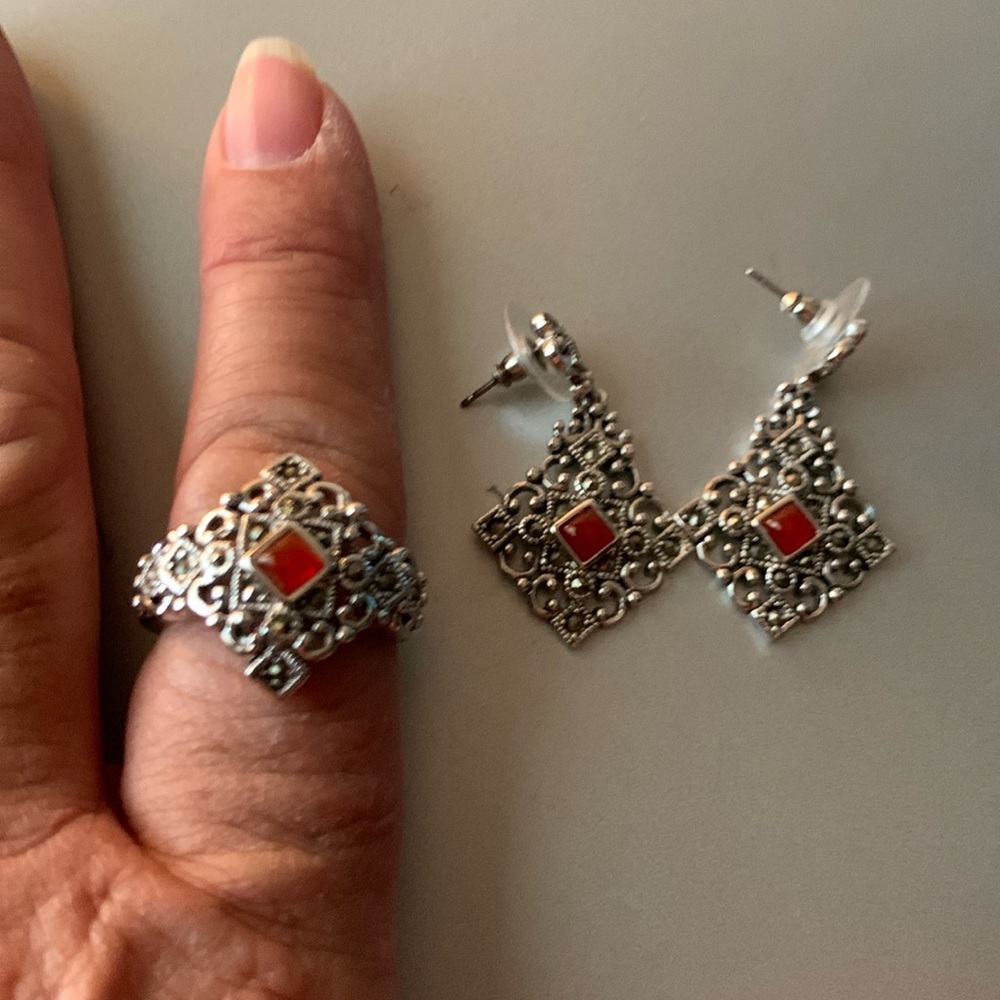 Platinum earring, and ring